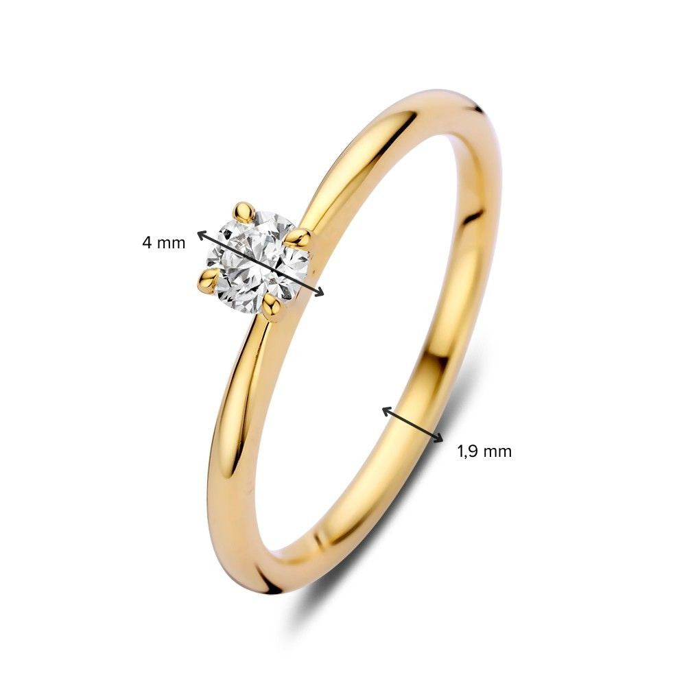 Elegante Gouden Solitair Ring met 0,25 crt Briljant – Verfijnd Design voor Dames