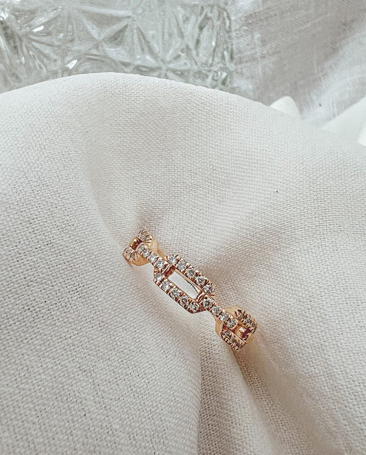 Elegante Geelgouden Schakelring met Briljante Diamanten - Tijdloze Luxe 0.27 crt.