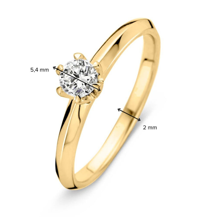 Geelgouden Solitair Ring met Tiffany Zetting – 14 Karaat Goud en 0.30 ct Diamant