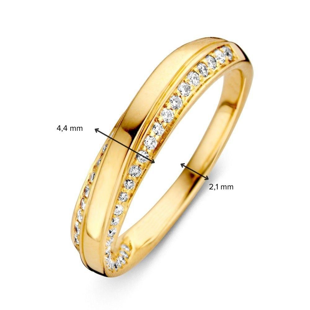 Elegante Geelgouden Ring met Diamant – 14 Karaat Goud, 0.32ct Briljant