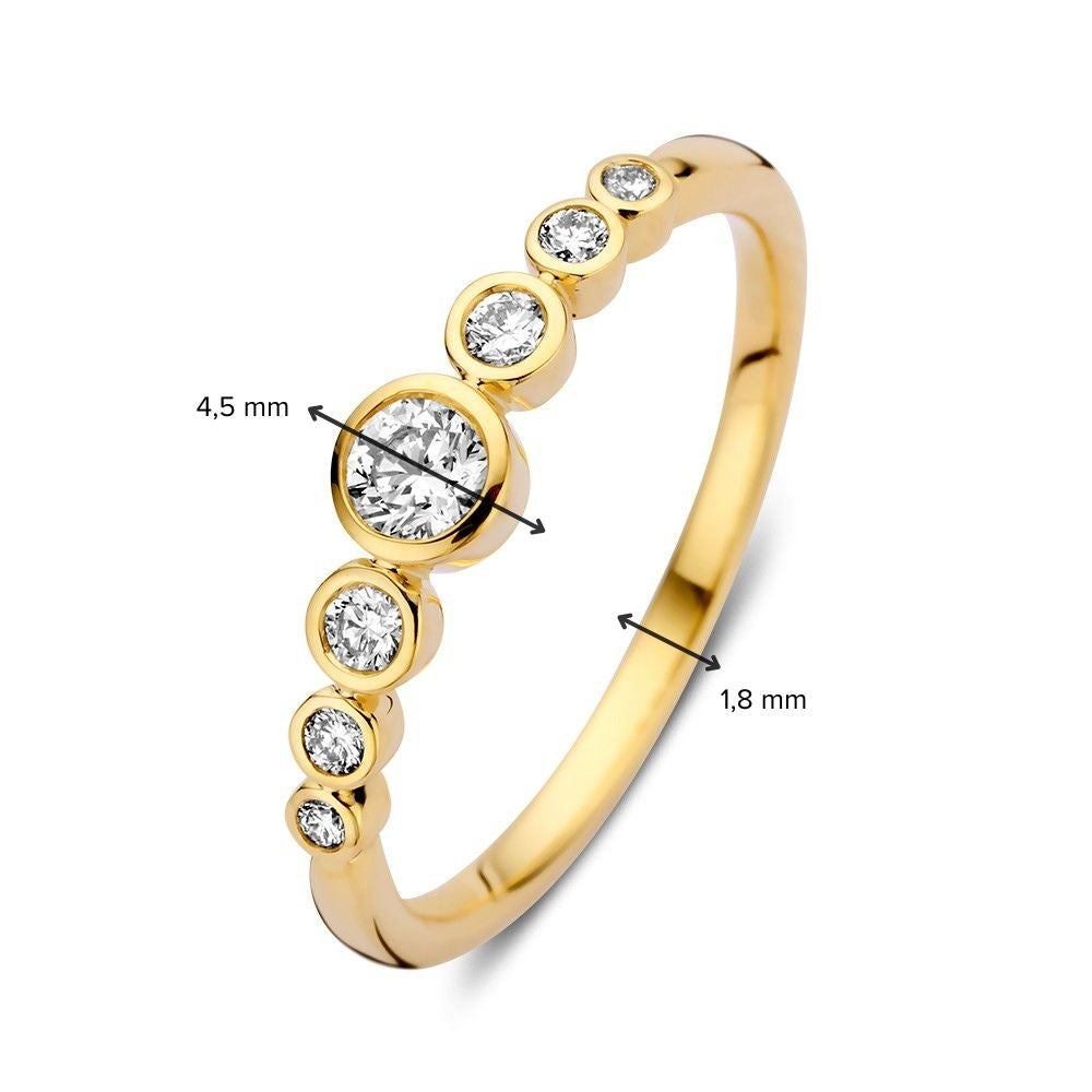 Elegant Gold Ring with 0.32ct Diamonds in 'Bubbles' Design, 14k Yellow Gold