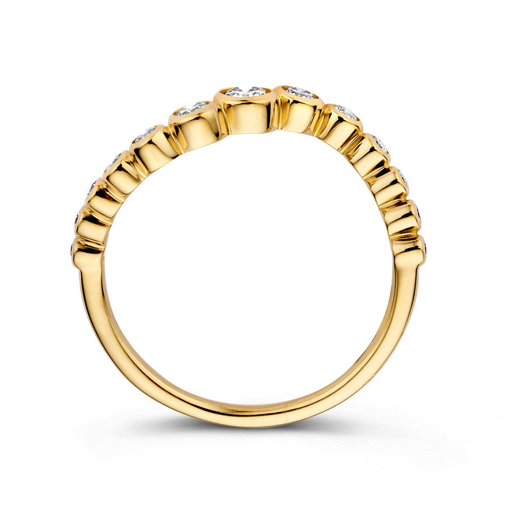 Playful 14k Gold Ring with 0.37ct Diamonds, 'Bubbles' Collection, Yellow Gold