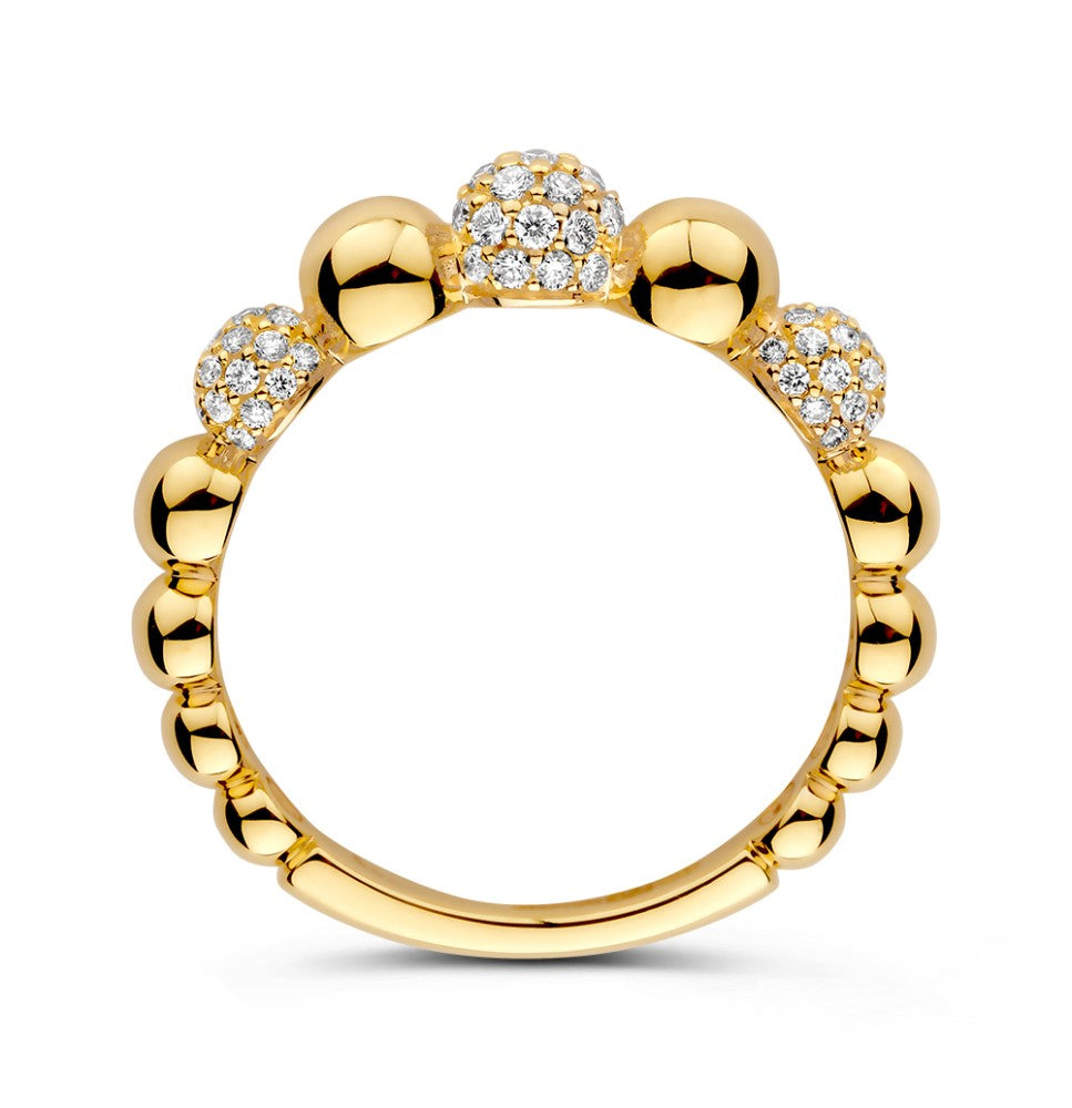 Elegante Geelgouden Ring met Diamanten – 14 Karaat Goud, 0.42ct Diamanten