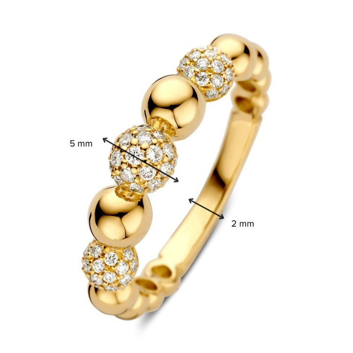 Elegante Geelgouden Ring met Diamanten – 14 Karaat Goud, 0.42ct Diamanten