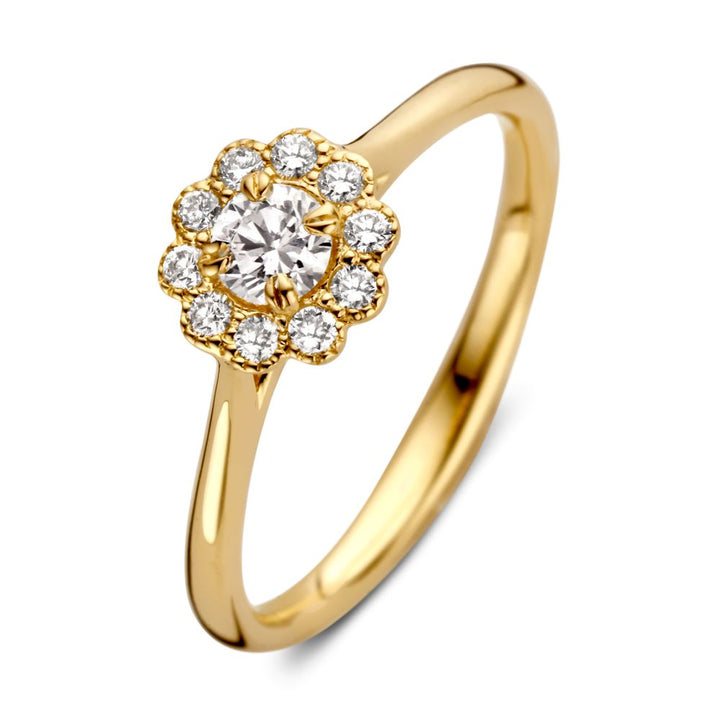 Geelgouden Vintage Entourage Ring met Diamanten – 14 Karaat Goud, 0.43ct Diamanten