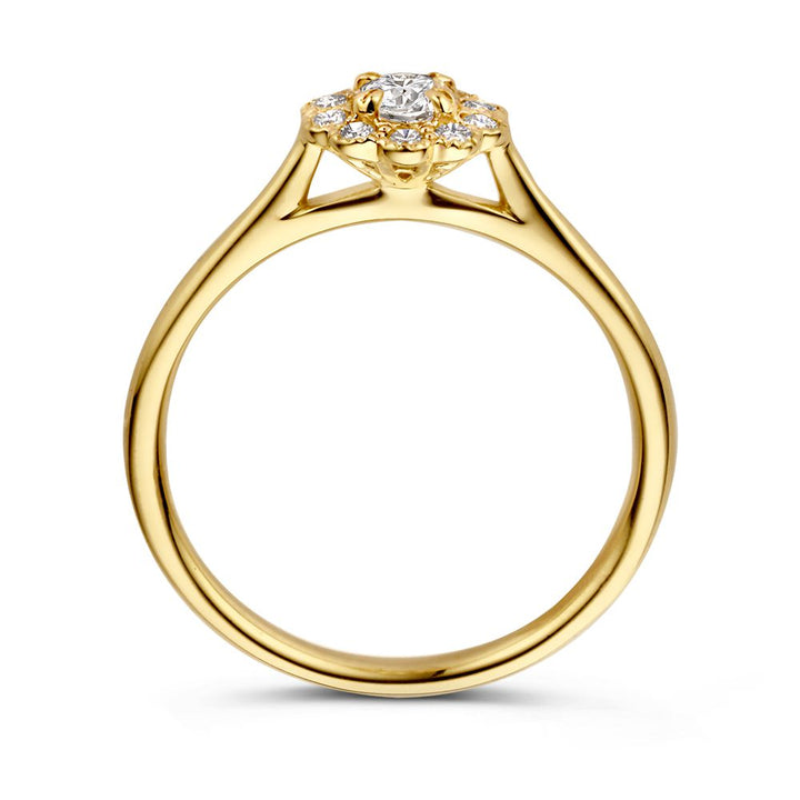 Geelgouden Vintage Entourage Ring met Diamanten – 14 Karaat Goud, 0.43ct Diamanten