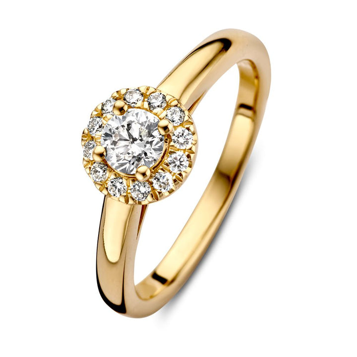 Schitterende Geelgouden Entourage Ring met 0,32ct Diamant – Naadloos te Combineren