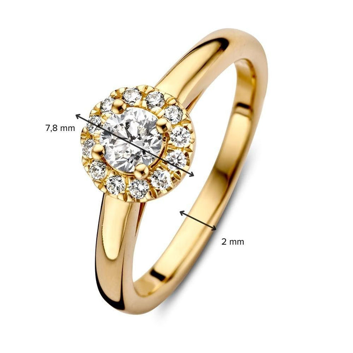 Schitterende Geelgouden Entourage Ring met 0,32ct Diamant – Naadloos te Combineren