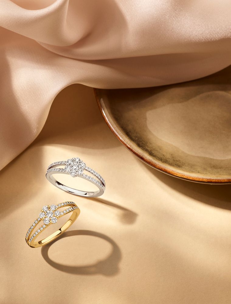 Bijzondere Geelgouden Entourage Ring met Briljanten – 14 Karaat 0.55 crt.