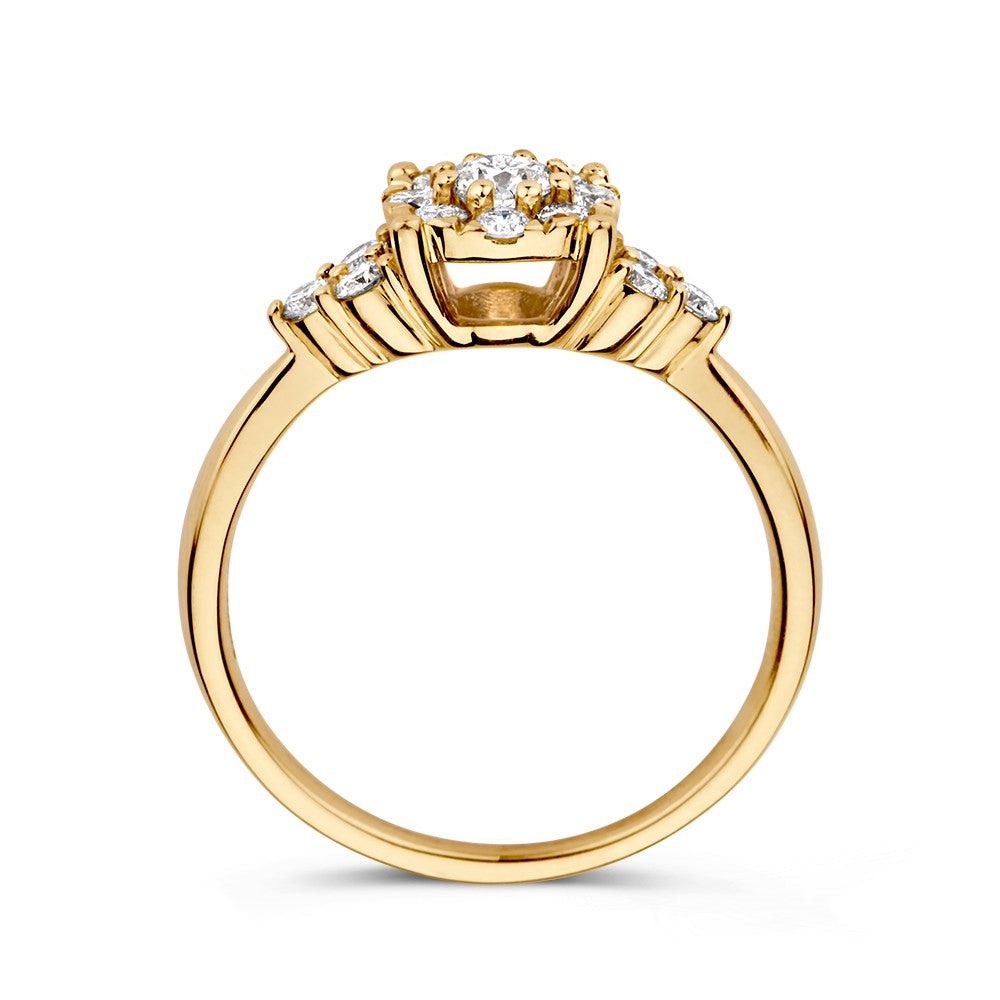 Schitterende Geelgouden Entourage Ring met Briljant – 14 Karaat 0.56 crt.