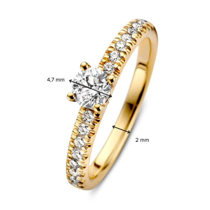 Elegante Geelgouden Ring met Briljant Diamant – 14 Karaat 0.59 crt.