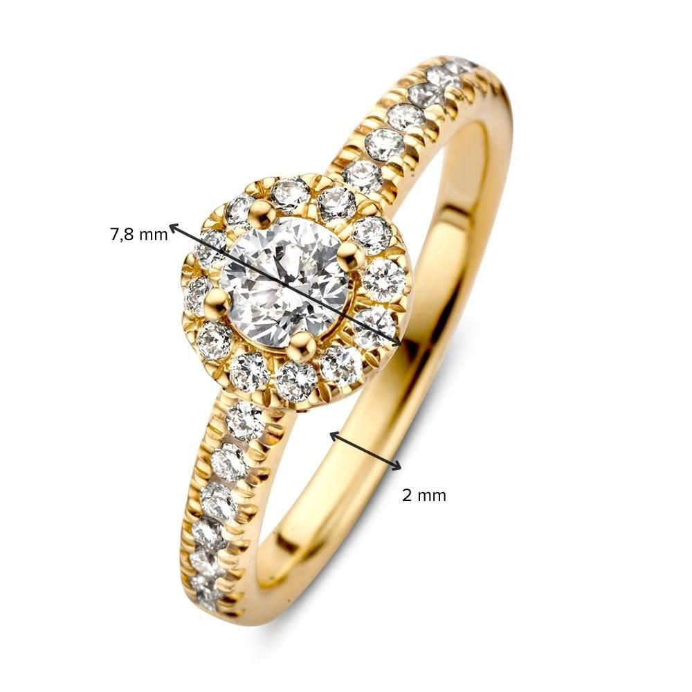 Elegante Geelgouden Ring met Briljant Diamant – 14 Karaat 0.62 crt.