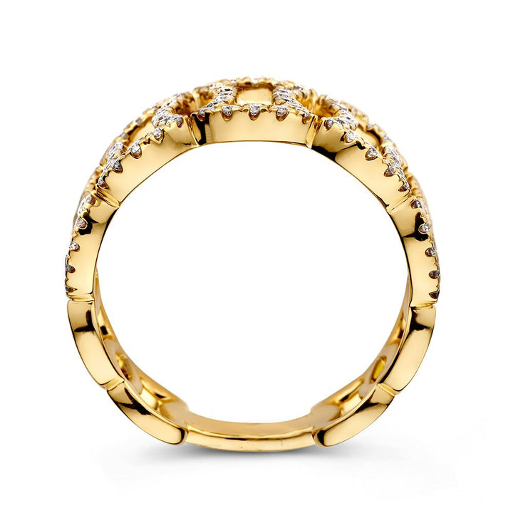 Unieke Geelgouden Statement Ring met Fonkelende Diamanten – 14 Karaat 0.65 crt.