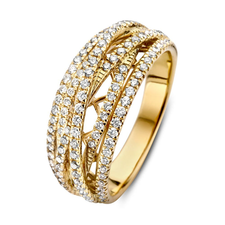 Stunning Yellow Gold Diamond Ring with 6 Interwoven Bands 0.71 crt.