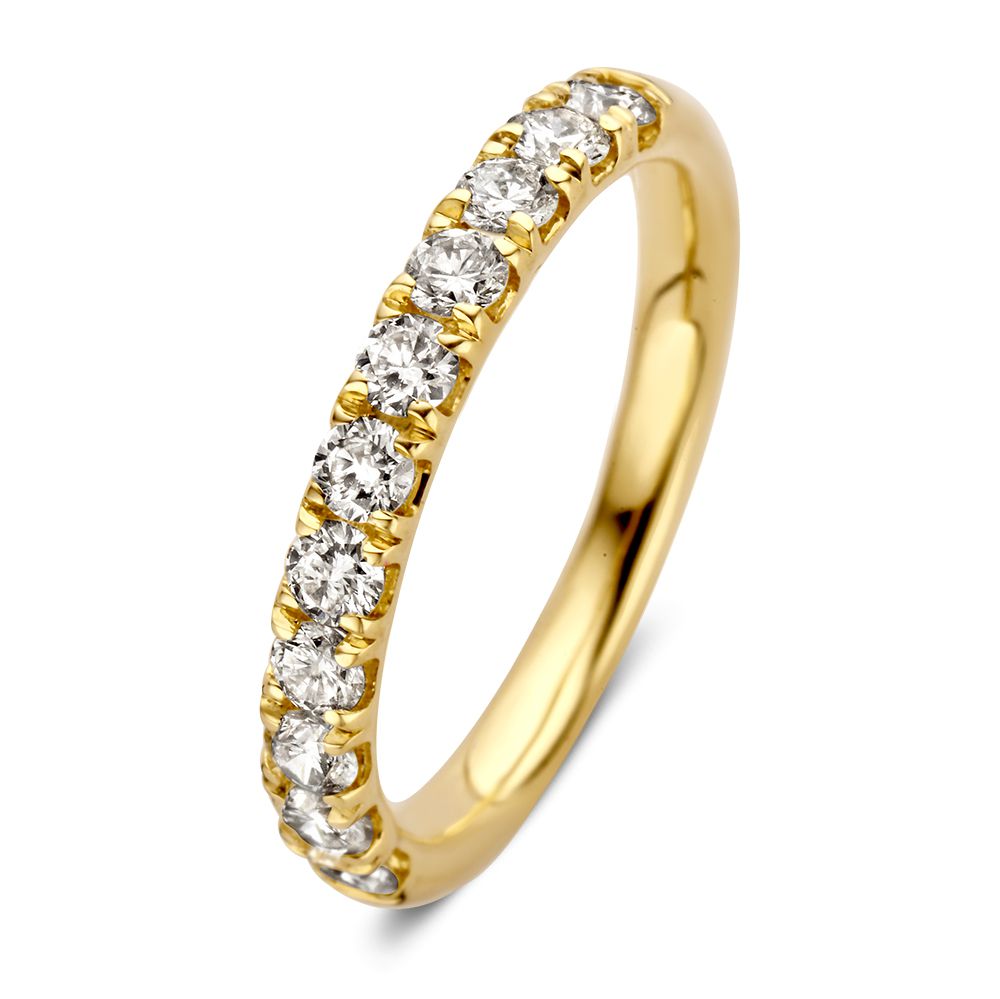 Gouden ring met 11 briljant geslepen diamanten van 0,74 crt in een verfijnde setting.