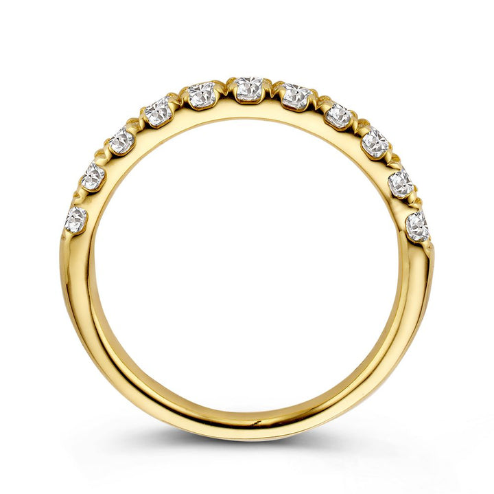 Elegant Yellow Gold Ring with 11 Brilliant Cut Diamonds 0.74 crt.