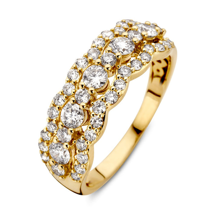 Romantic 14kt Yellow Gold Diamond Ring with Wavy Design 1.00 crt.