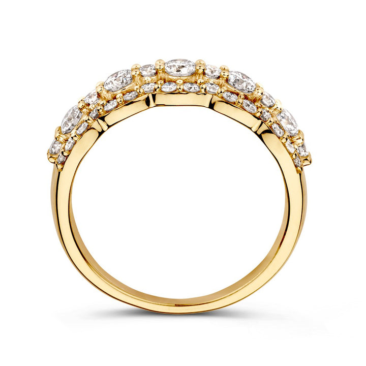 Romantic 14kt Yellow Gold Diamond Ring with Wavy Design 1.00 crt.