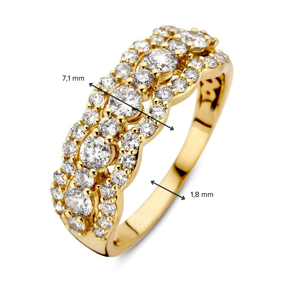 Romantic 14kt Yellow Gold Diamond Ring with Wavy Design 1.00 crt.