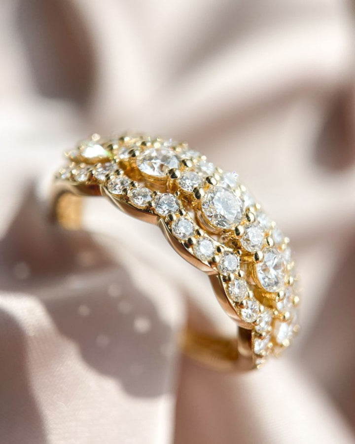 Romantic 14kt Yellow Gold Diamond Ring with Wavy Design 1.00 crt.