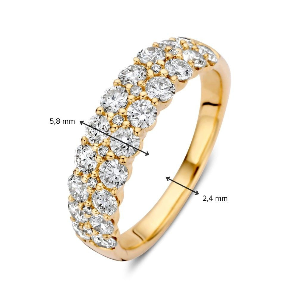 Luxe Gouden Ring met Diamanten in Pavézetting – 1.45 Caraat, 14 Karaat Geel Goud