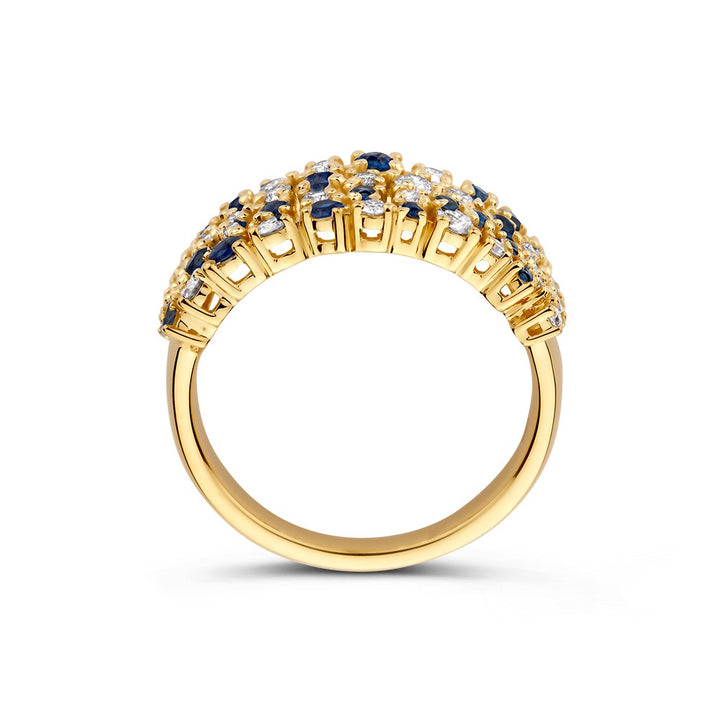 Ring geelgoud briljant + saffier