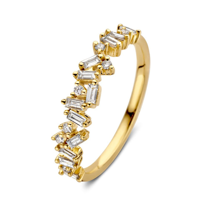 Geelgouden Ring met Baguette en Briljant Geslepen Diamanten – 0.38 Caraat Diamant