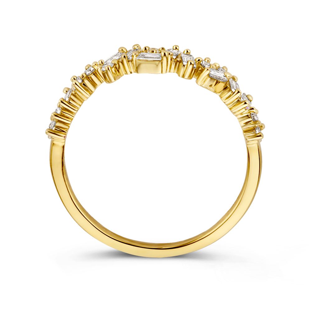 Geelgouden Ring met Baguette en Briljant Geslepen Diamanten – 0.38 Caraat Diamant