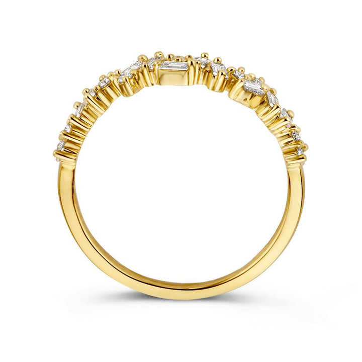 Geelgouden Ring met Baguette en Briljant Geslepen Diamanten – 0.38 Caraat Diamant