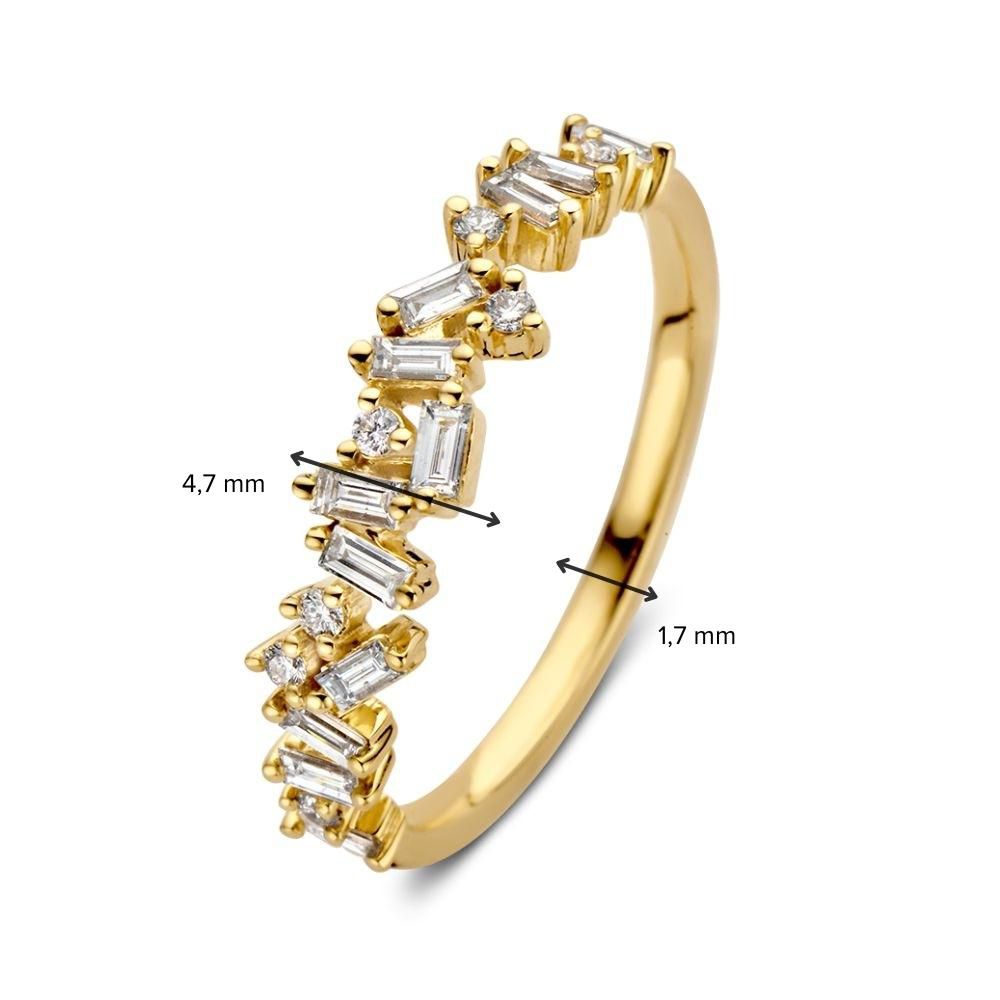 Geelgouden Ring met Baguette en Briljant Geslepen Diamanten – 0.38 Caraat Diamant