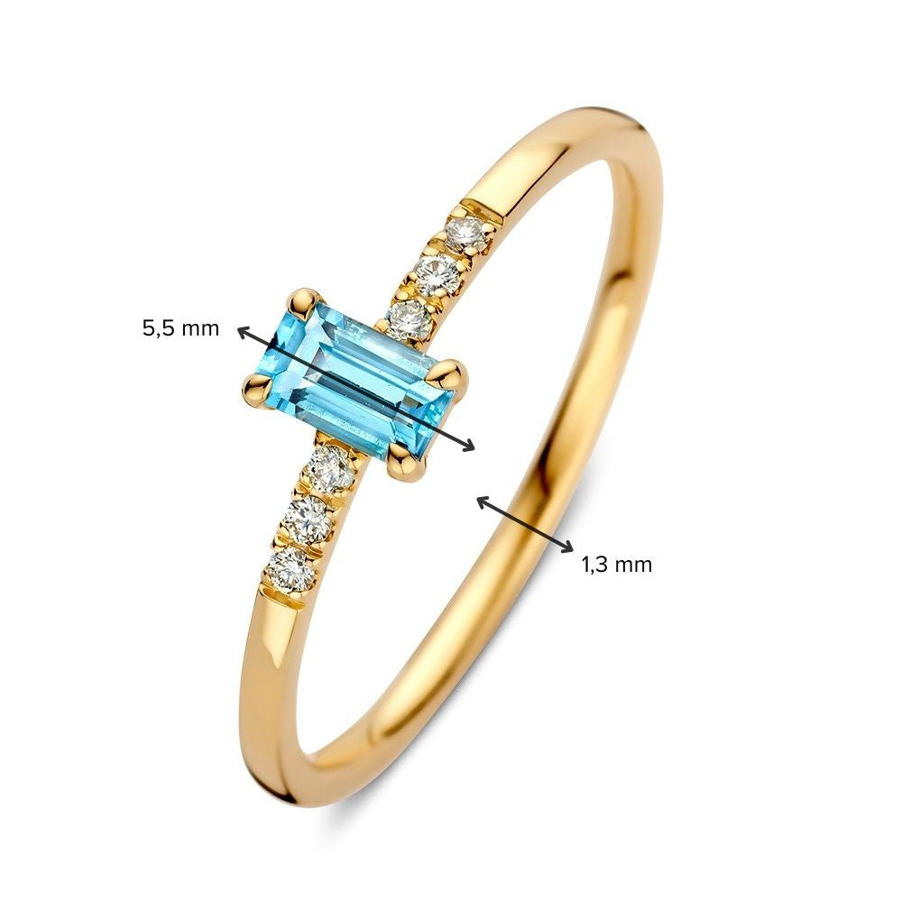 Ring geelgoud topaas + briljant