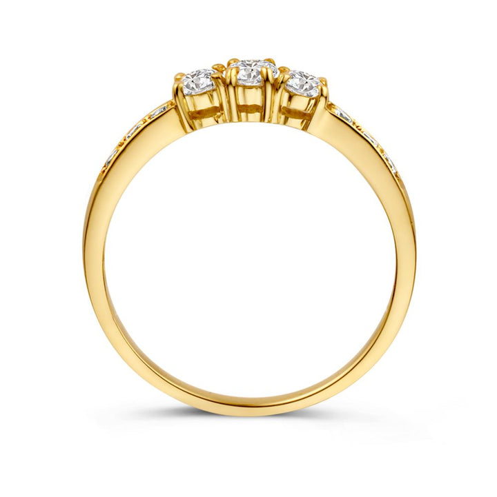 Geelgouden Ring met Zirkonia’s – 14 Karaat Geelgoud, Subtiele Elegantie