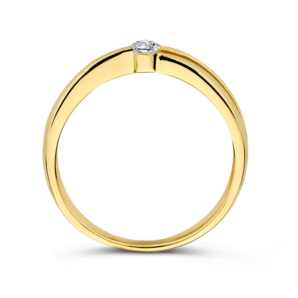 14K Geelgouden Ring met Zirkonia – Elegant Sieraad voor Dames