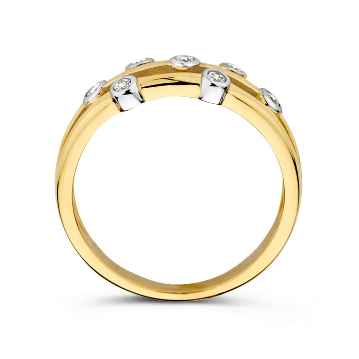 icolor 14K Gouden Ring met Zirkonia in Ronde Zetting, Elegant Dames Sieraad