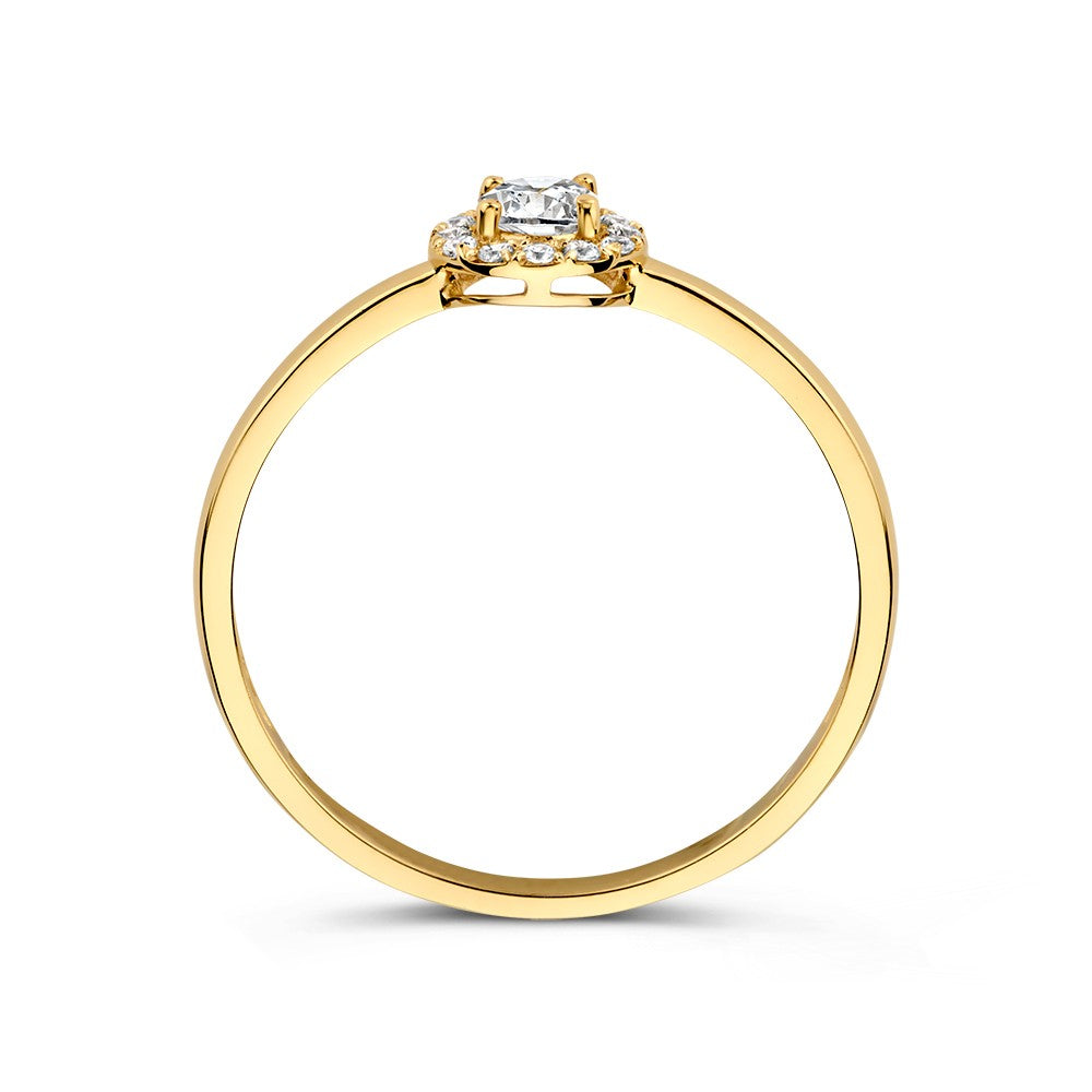 Elegante Geelgouden Entourage Ring met Zirkonia's – 14 Karaat Goud, Subtiele Luxe