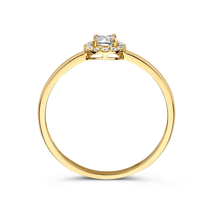 Elegante Geelgouden Entourage Ring met Zirkonia's – 14 Karaat Goud, Subtiele Luxe