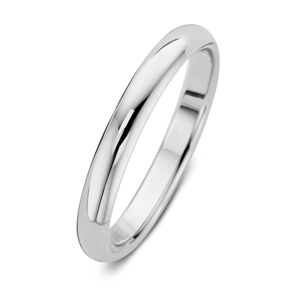 Witgouden ring van 3 mm met een gladde, glanzende afwerking.