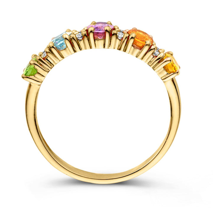 18kt Roségouden Ring met Rainbow Saffieren en Briljanten – Van der Kooij Luxe Sieraad