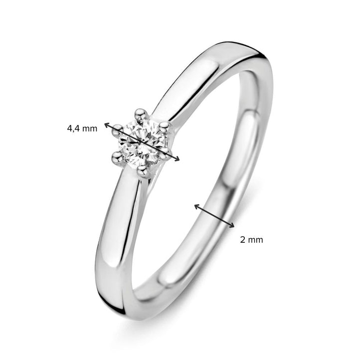 Elegante 14 Karaat Witgouden Ring met 0,14 Caraat Briljant Diamant