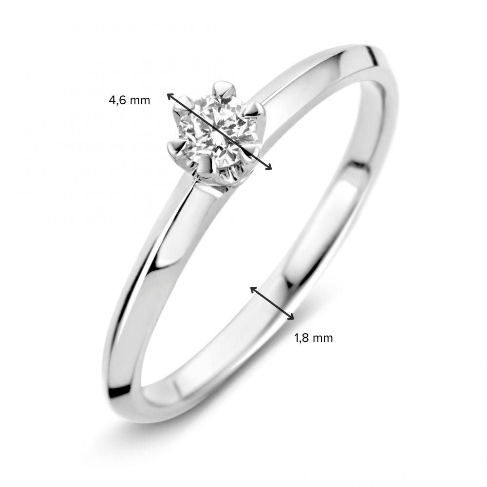 Elegante 14 Karaat Witgouden Ring met 0,19 Caraat Briljant Diamant