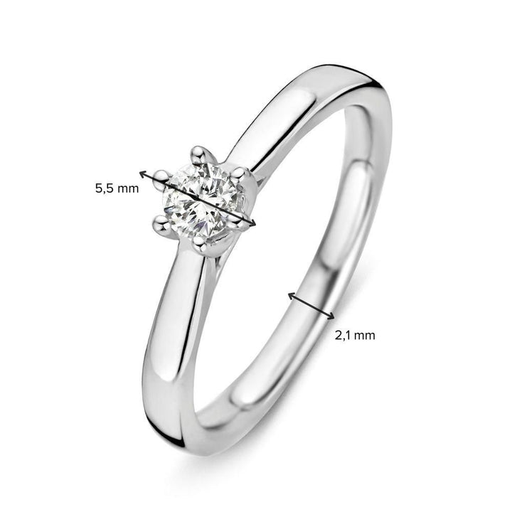 Sophisticated White Gold Ring with Brilliant Diamond (0.24 Carat Total)