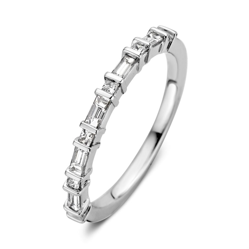 De elegante witgouden diamanten ring met princessen- en baguetteslijpsel van 0,36 crt. van Excellent Jewelry is voorzien van rechthoekig en vierkant geslepen diamanten - een verfijnde keuze als trouwring of verfijnd statement.
