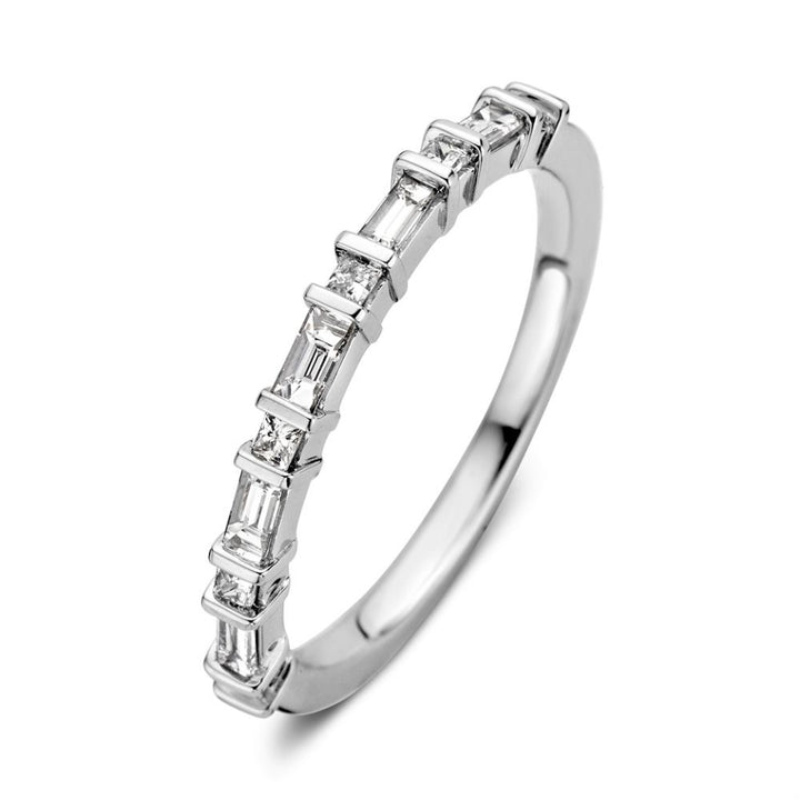 Elegant White Gold Diamond Ring with Princess and Baguette Cuts 0.36 crt.