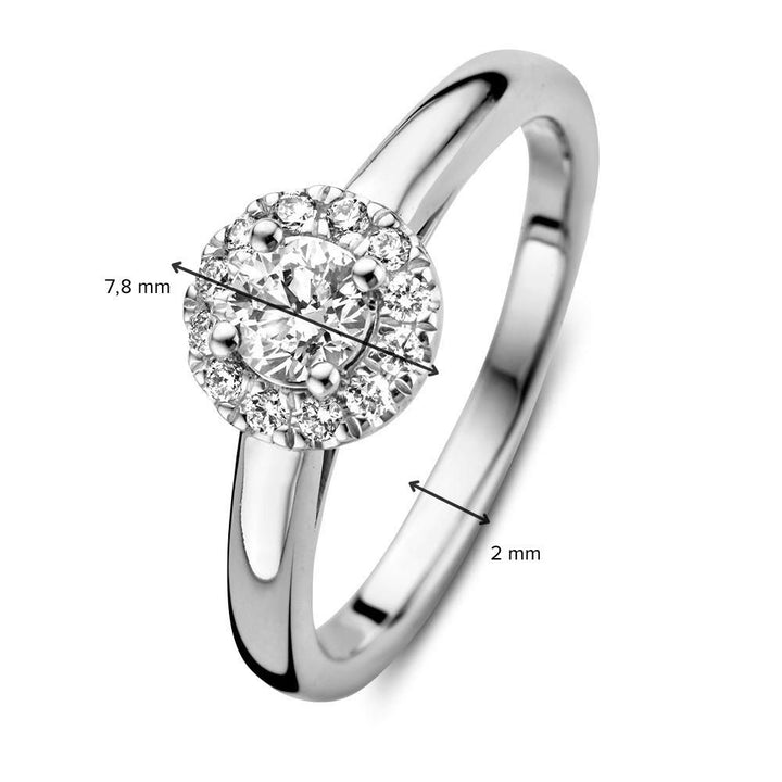 Elegant White Gold Entourage Ring with 0.40 Carat Center Diamond