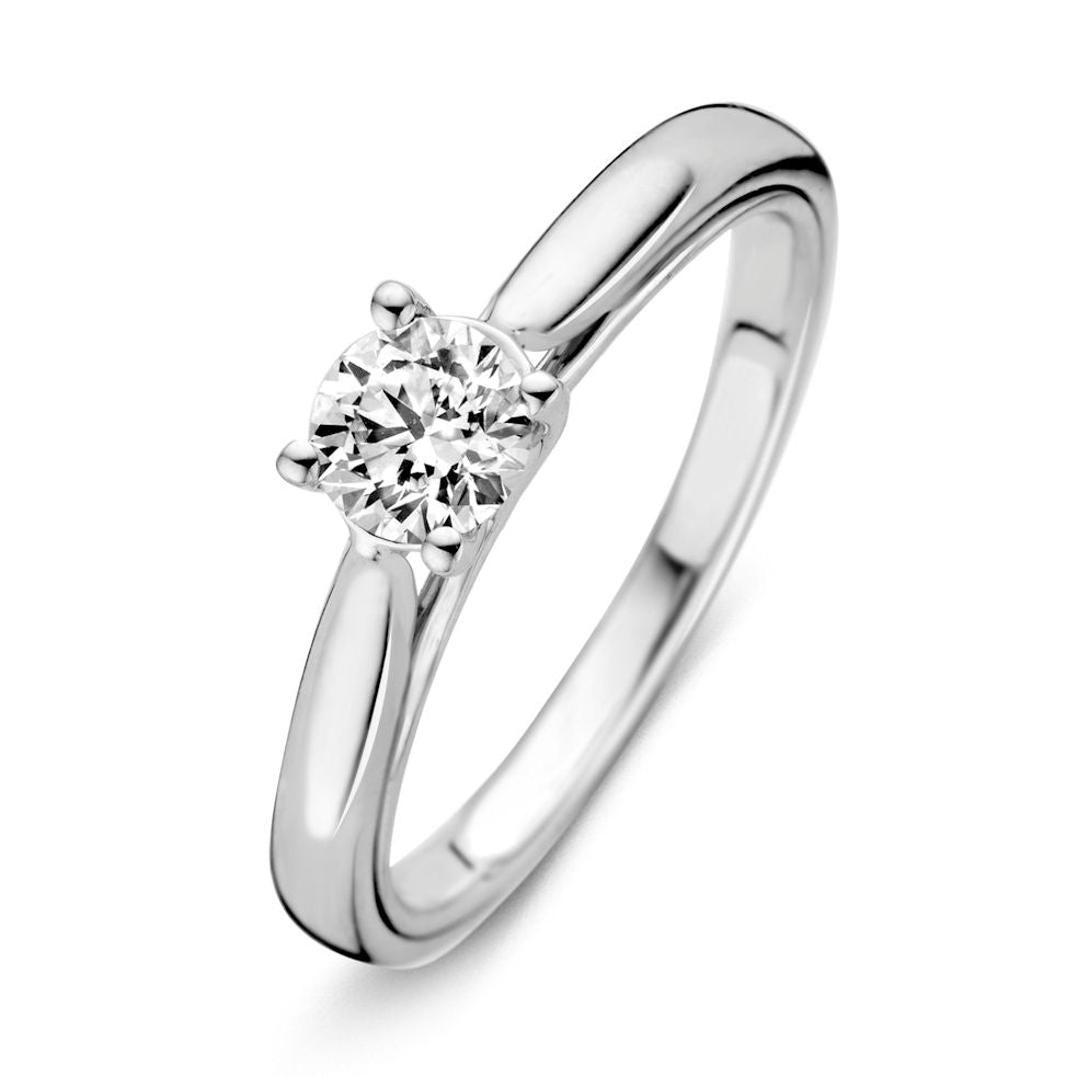 Witte gouden ring met een briljant geslepen diamant van 0,50 karaat.