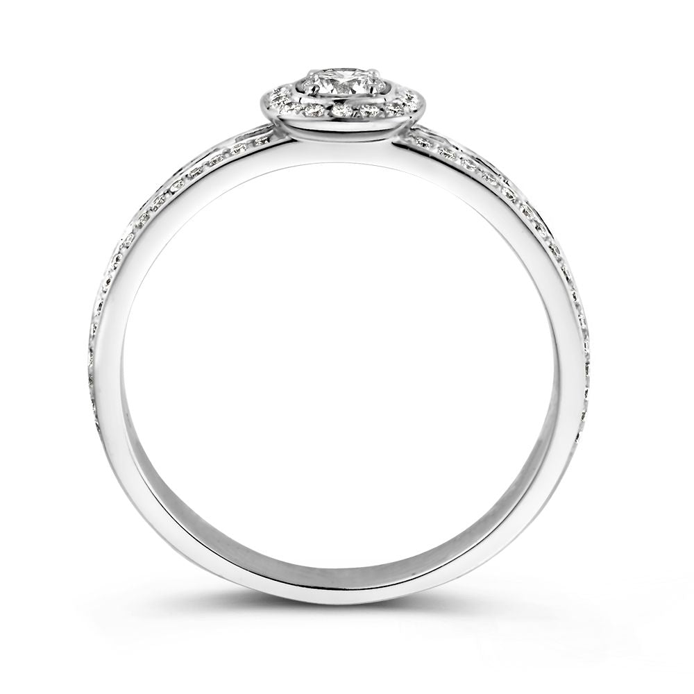 Stunning Classic Halo Ring with 0.55 Carat Diamonds in Modern Style