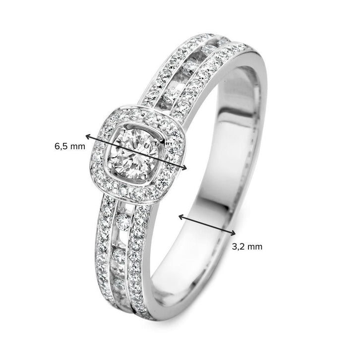 Stunning Classic Halo Ring with 0.55 Carat Diamonds in Modern Style