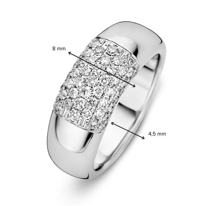 Bold White Gold Ring with Pavé-Set Diamonds (0.67 Carat Total)