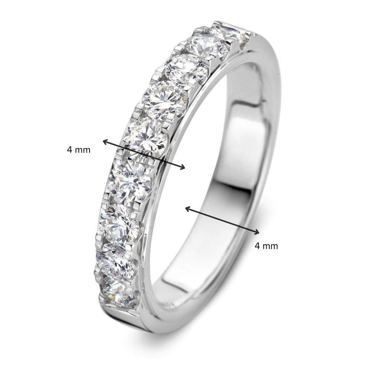 Elegant 14K White Gold Band Ring with 1.00 Carat Brilliant Diamond in Half Eternity Setting