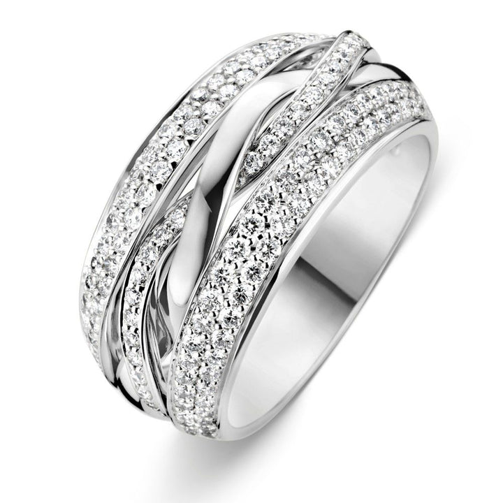 Stunning 14K White Gold Band Ring with 1.08 Carat Brilliant Cut Diamonds